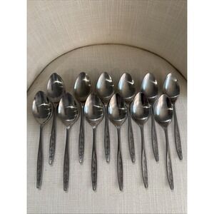 12 Big Soup Spoon CUS1 Custom Craft‎ Stainless Roses Flowers Taiwan